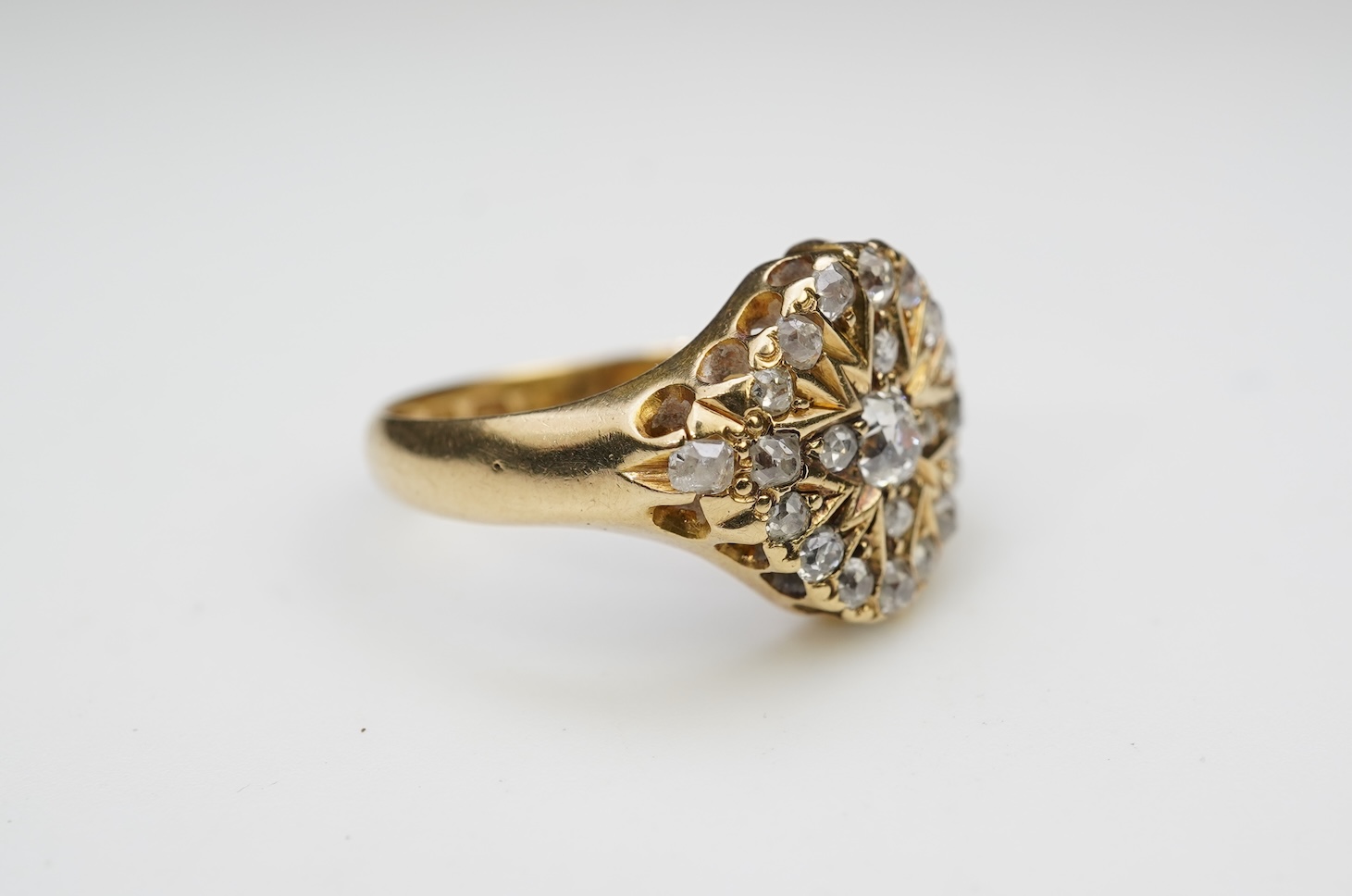 An unusual Victorian diamond signet ring, circa 1880
